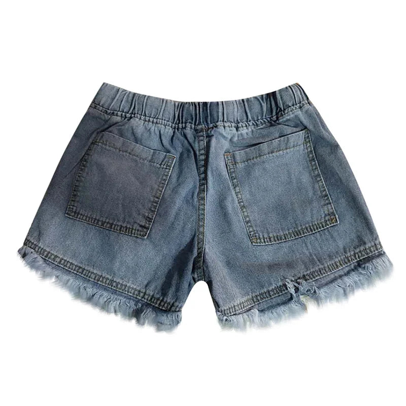 Elastic Waist Casual Women's High Waist Thin Lace-up Shorts Large Size Loose and Thin Sexy Pocket Denim Short 2022