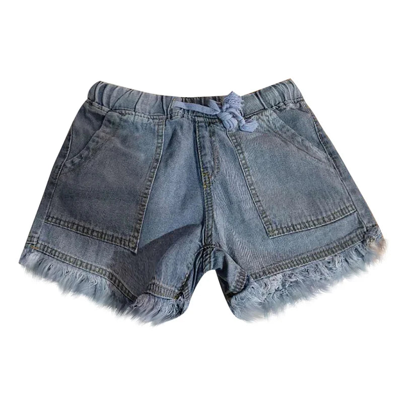 Elastic Waist Casual Women's High Waist Thin Lace-up Shorts Large Size Loose and Thin Sexy Pocket Denim Short 2022