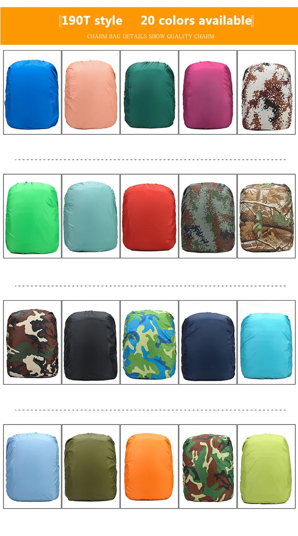 Rain Cover Backpack 20L 35L 40L 50L 60L Waterproof Bag Camo Tactical Outdoor Camping Hiking Climbing Dust Raincover