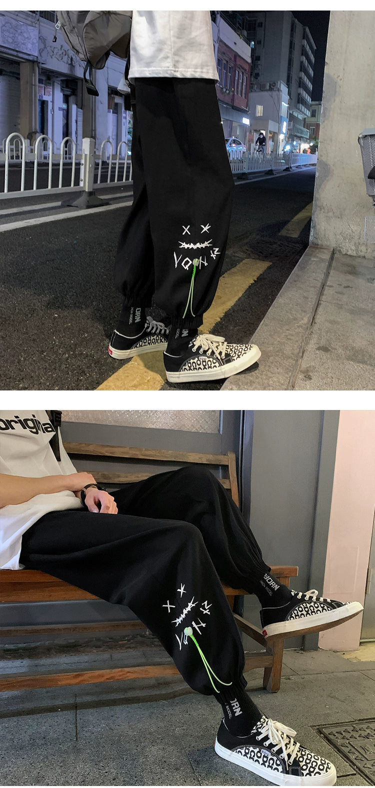 Jogger Pants Casual Long Pants Men's Summer Sports Fashion Brand Handsome Cropped Tooling Boys Ice Silk Spring and Autumn Sweatpants