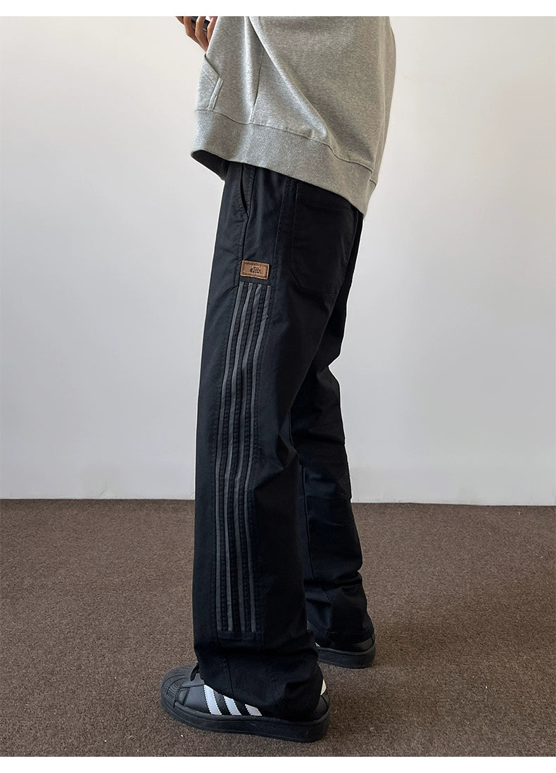 Heavy Weight American Vibe Ice Silk Stripes Retro Sweatpants