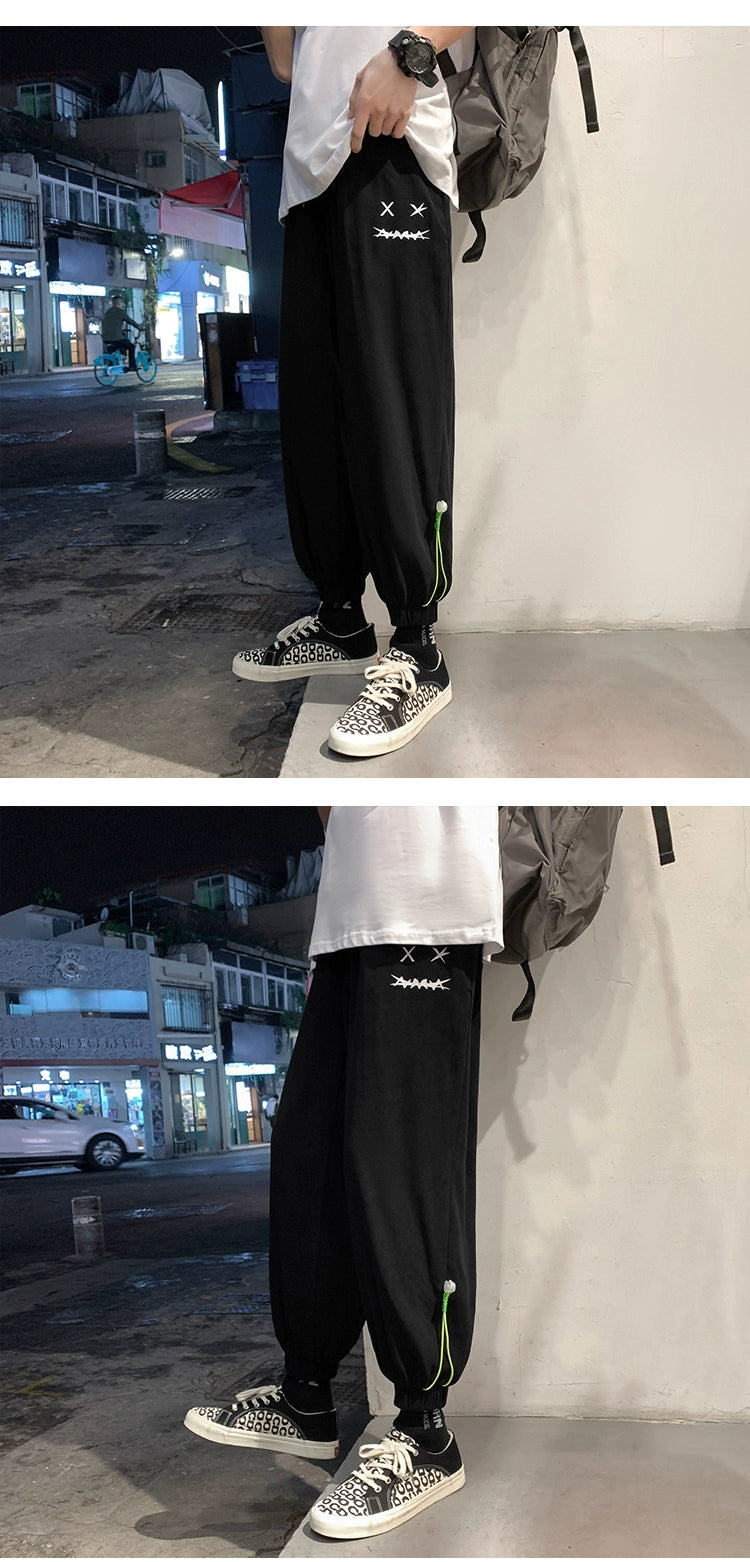 Jogger Pants Casual Long Pants Men's Summer Sports Fashion Brand Handsome Cropped Tooling Boys Ice Silk Spring and Autumn Sweatpants