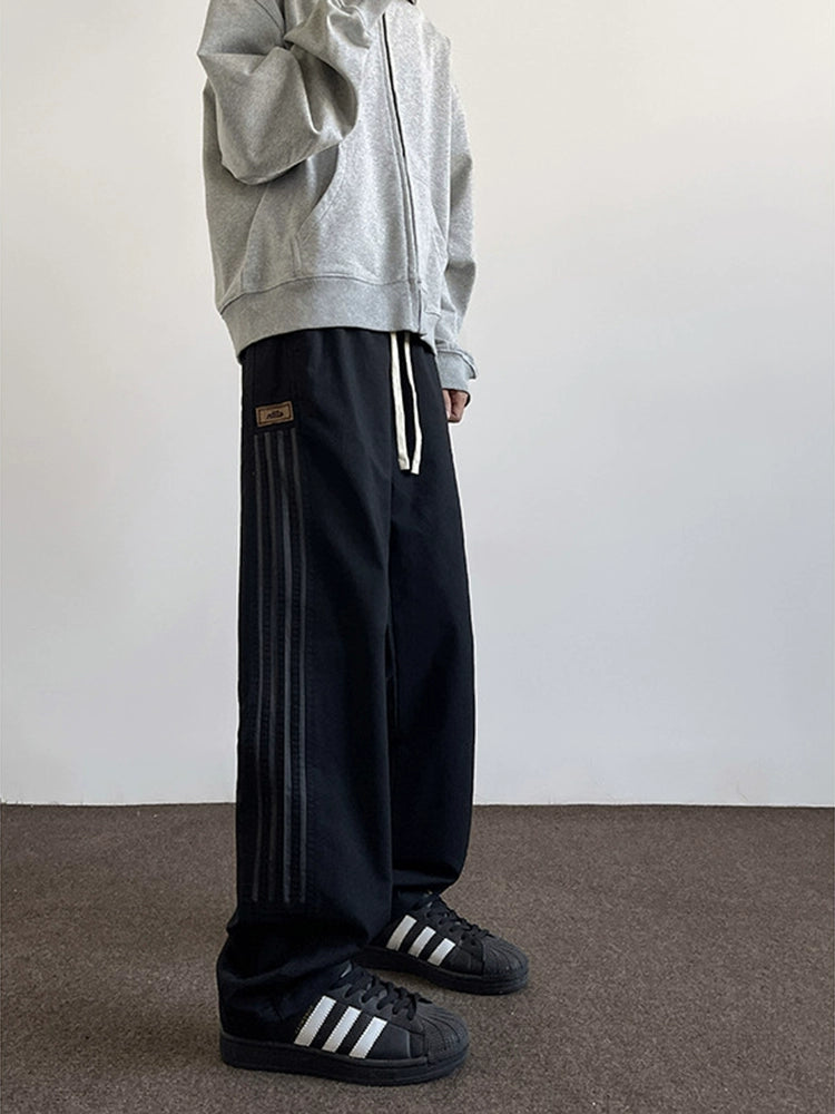 Heavy Weight American Vibe Ice Silk Stripes Retro Sweatpants