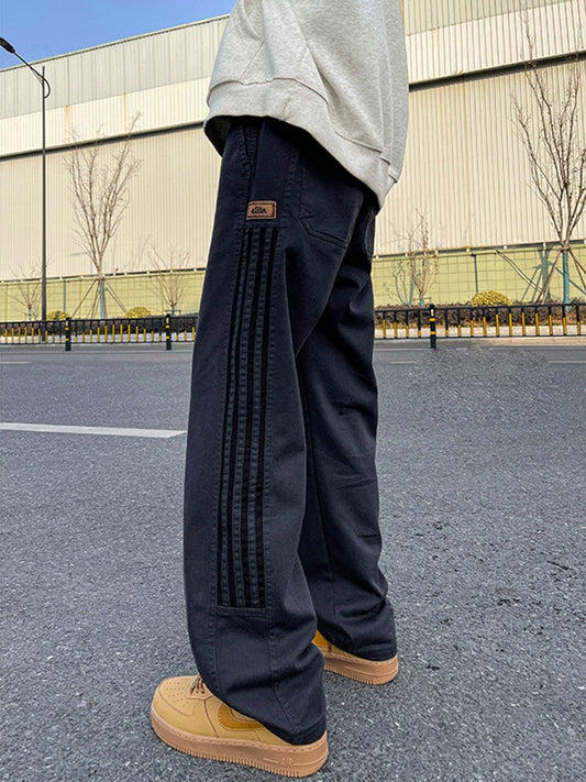 Heavy Weight American Vibe Ice Silk Stripes Retro Sweatpants