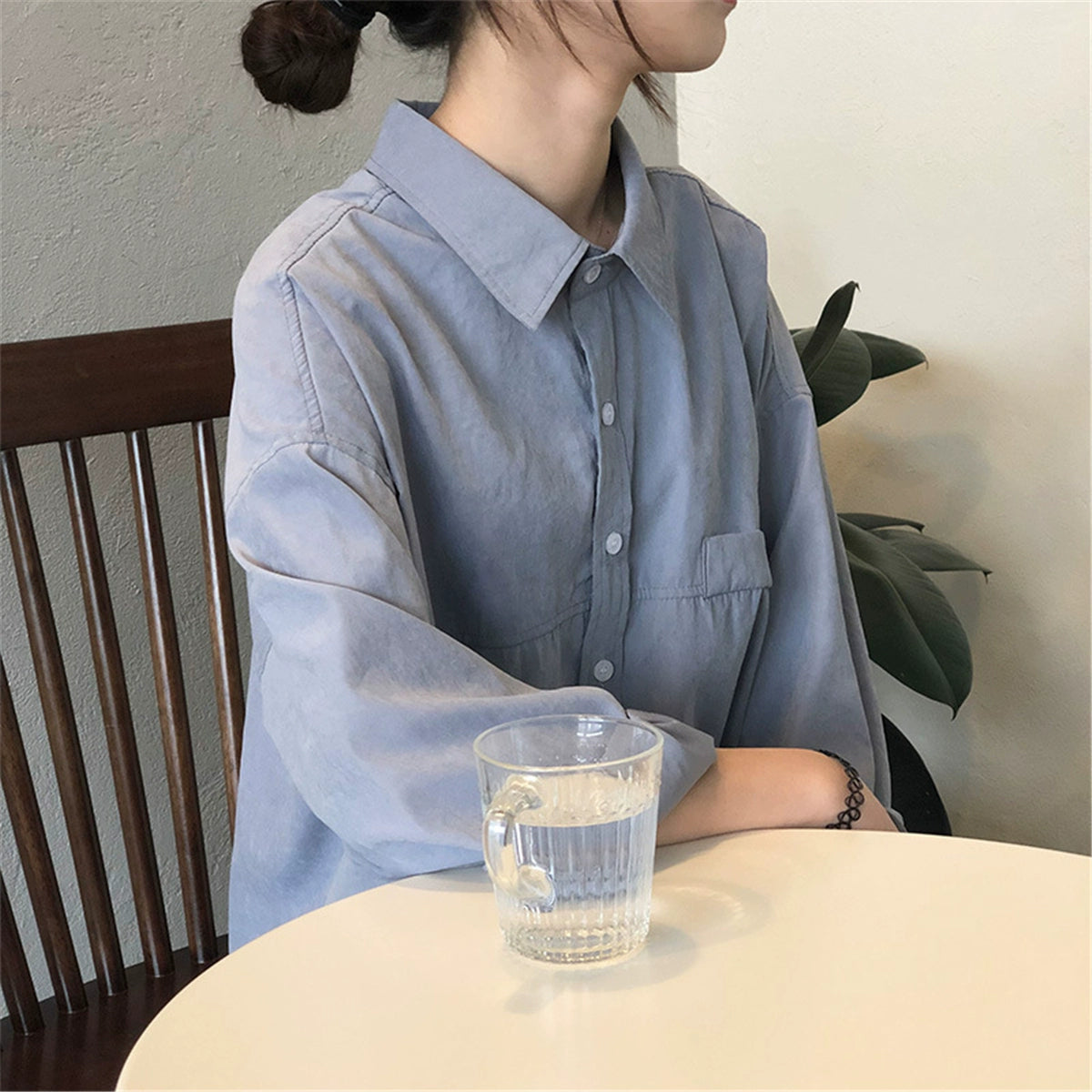 Niche Style K-style Loose Long Sleeves Retro Student Shirt