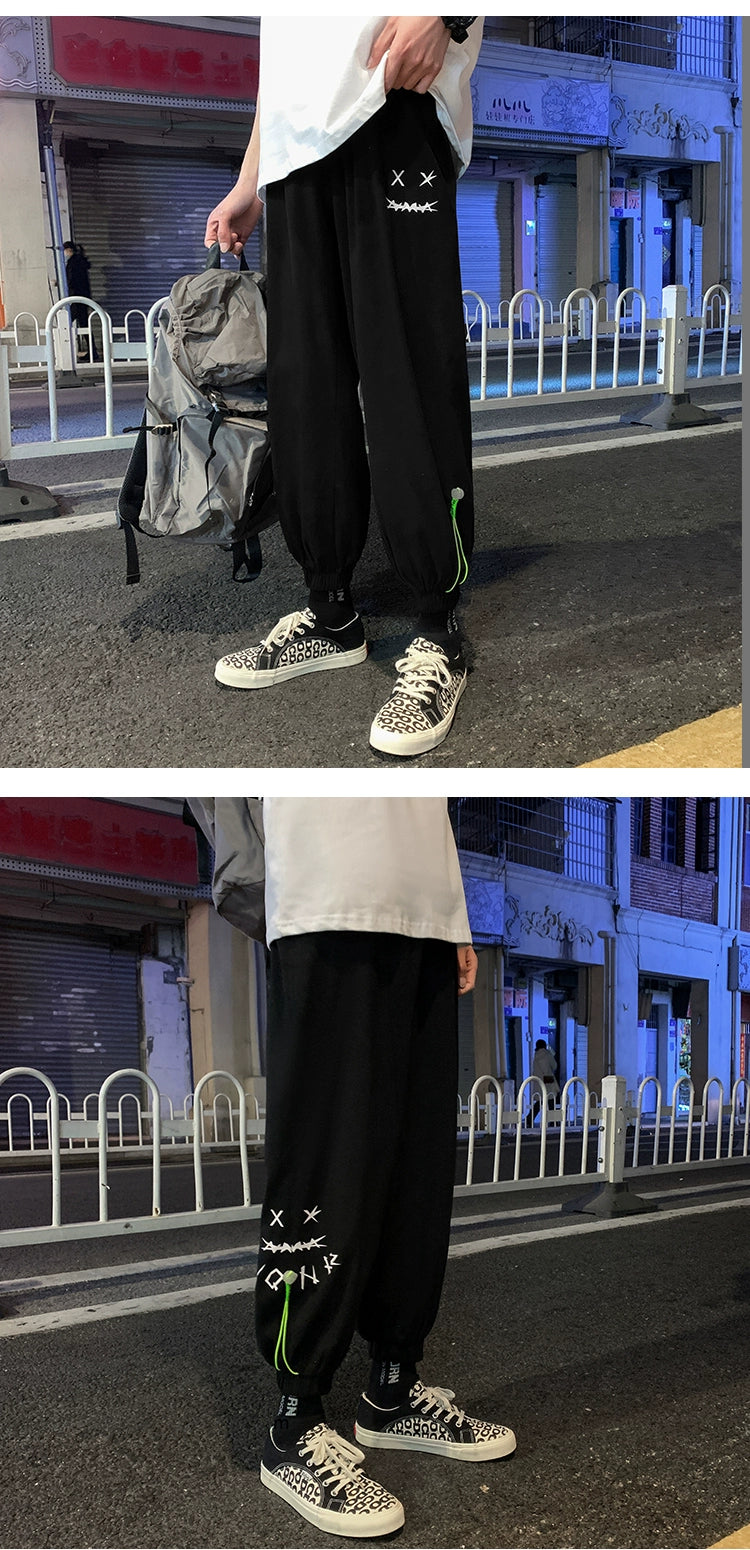 Jogger Pants Casual Long Pants Men's Summer Sports Fashion Brand Handsome Cropped Tooling Boys Ice Silk Spring and Autumn Sweatpants