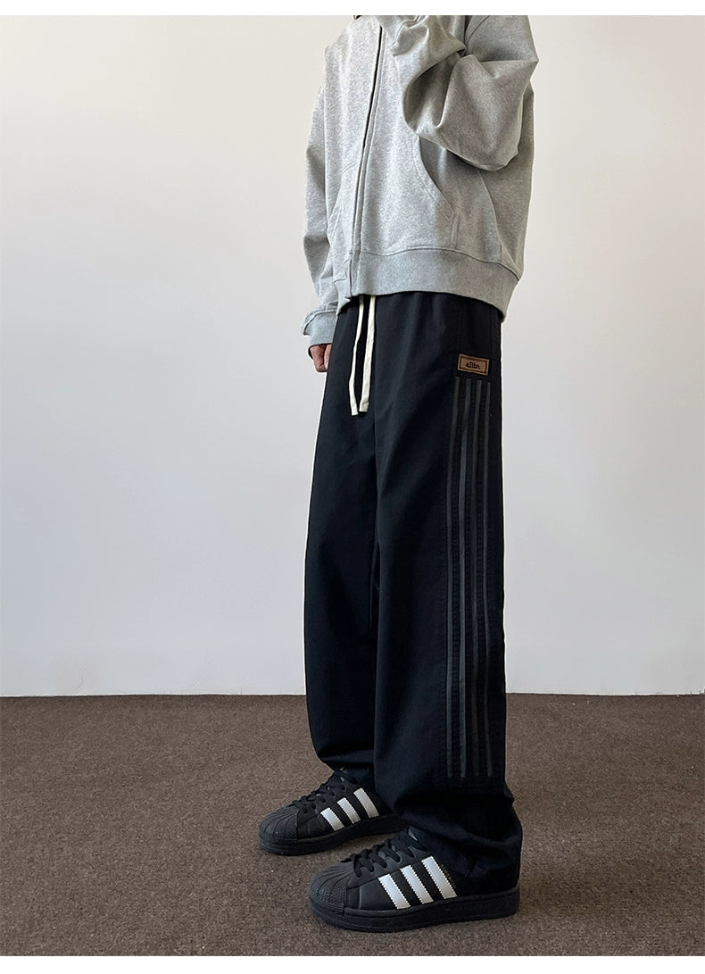 Heavy Weight American Vibe Ice Silk Stripes Retro Sweatpants