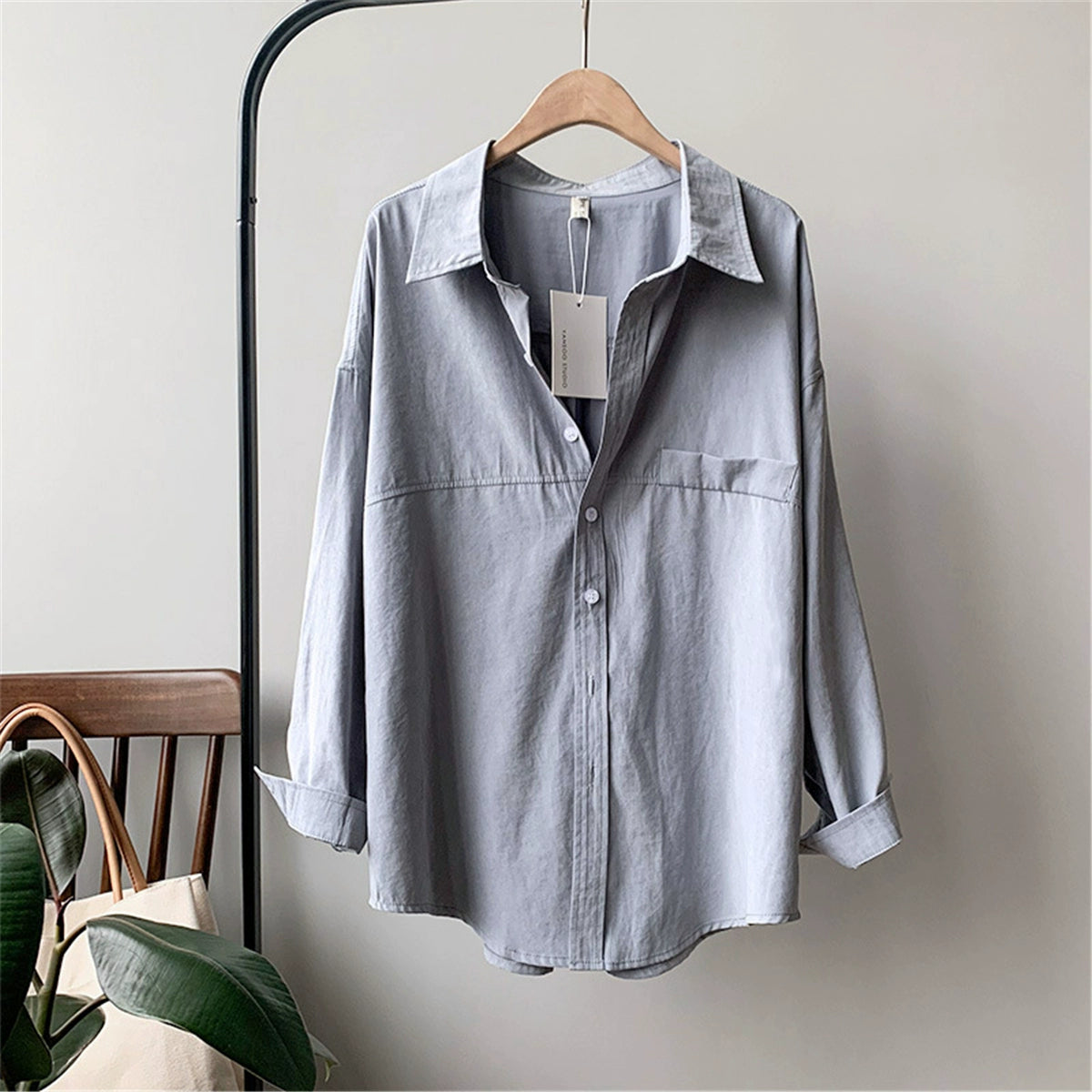 Niche Style K-style Loose Long Sleeves Retro Student Shirt