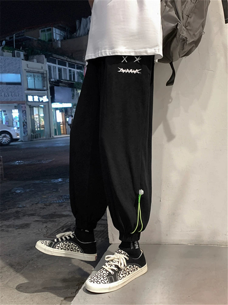 Jogger Pants Casual Long Pants Men's Summer Sports Fashion Brand Handsome Cropped Tooling Boys Ice Silk Spring and Autumn Sweatpants