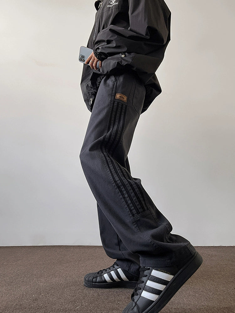 Heavy Weight American Vibe Ice Silk Stripes Retro Sweatpants