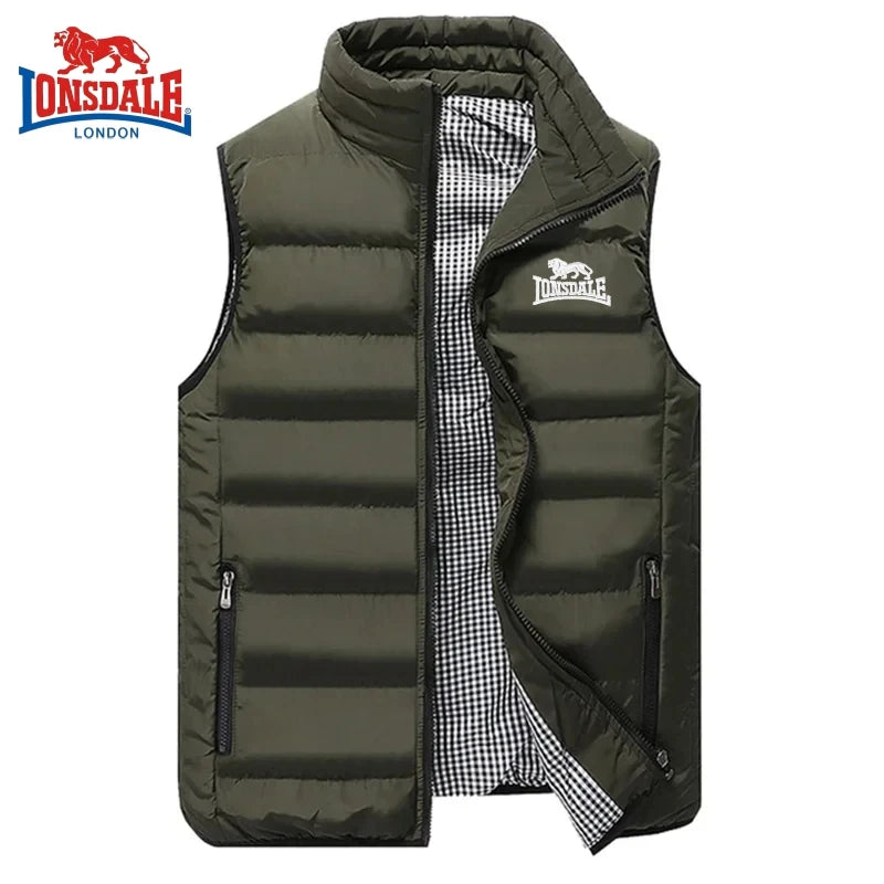 Men's Embroidery Brand High Quality Warm Vest Vest, Autumn and Winter Luxury Fashion Brand, Sleeveless Outdoor Windproof Jacket