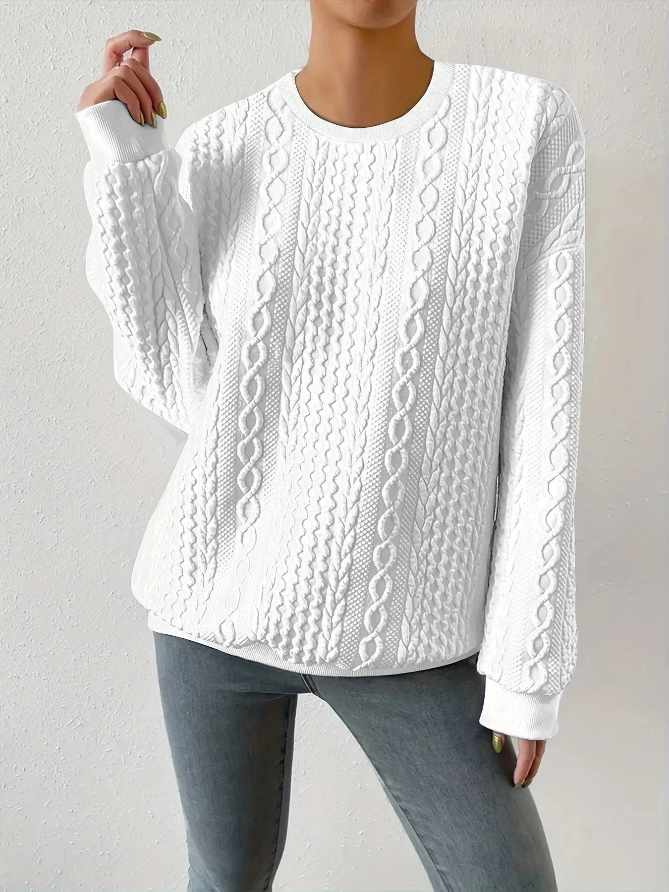 Women Fashion Crew Neck Long Sleeve Sweatshirt