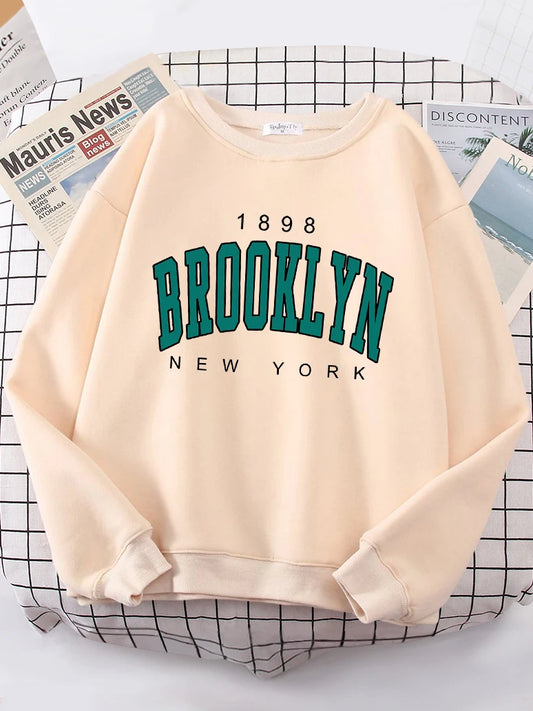 1898 Brooklyn New York Womens Hoodie Personality Crewneck Hoody simple Oversize Sweatshirt Fashion Casual Female Sportswear