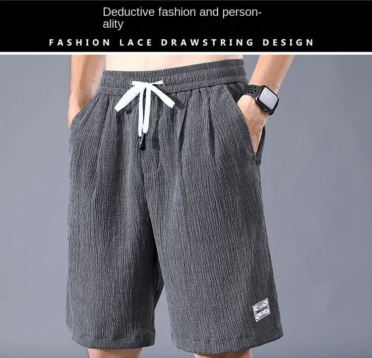 Summer Ice Silk Shorts Men's Thin Sports Casual Loose Fashion Trend Cool Breathable Straight Leg Pants