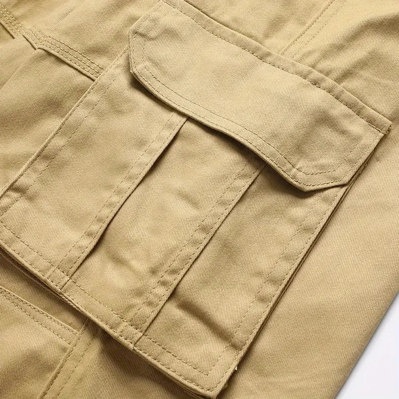 Solind Cotton Multi Flap Pockets Men's Straight Leg Cargo Pants Loose Casual Outdoor Pants Men's Work Pants For Hiking Tactical