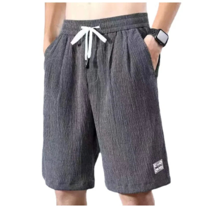 Summer Ice Silk Shorts Men's Thin Sports Casual Loose Fashion Trend Cool Breathable Straight Leg Pants