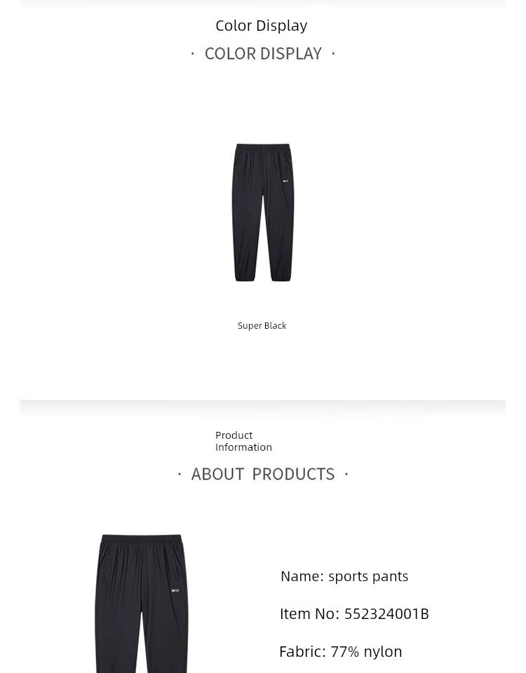 Men 2024 Summer Breathable Nylon Casual Pants