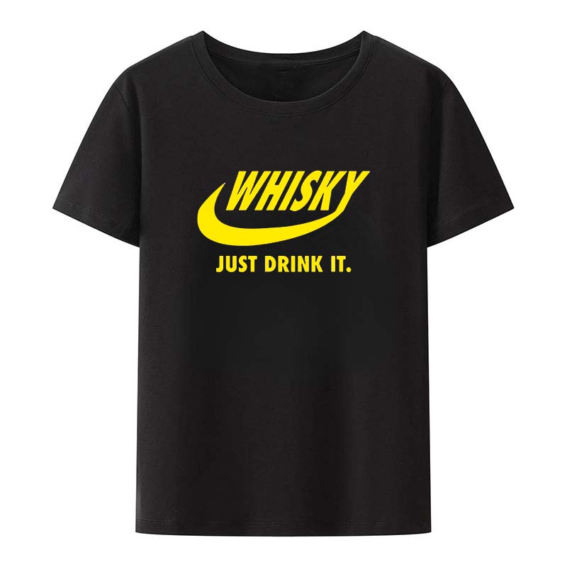 Summer Hot Sale Novelty Drink Whisky T Shirt Man Short Sleeve Fashion Hip Hop  Crewneck Big Size Whiskey Print Men T-Shirt