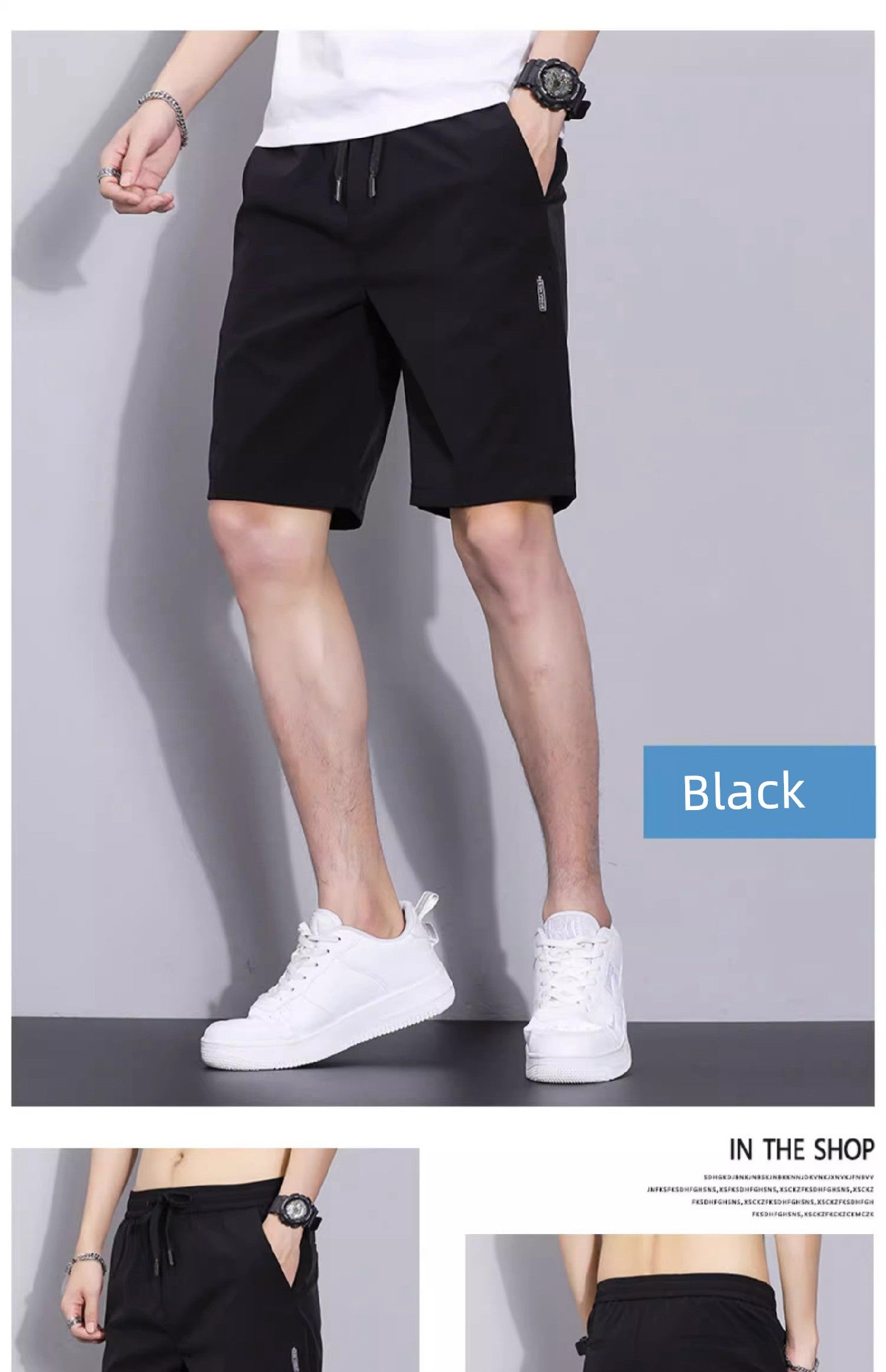 Half Length Ice Silk Beach Outwear Oversized Casual Shorts