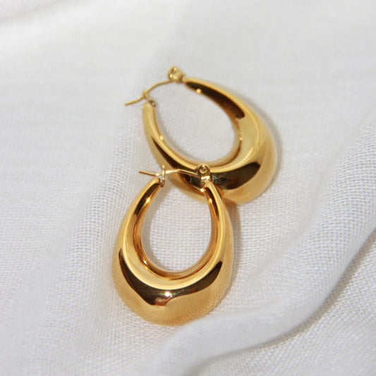 925 Sterling Silver Vintage Oval Shape Gold Earrings For Women Trendy Earring Jewelry Prevent Allergy Party Accessories Gift